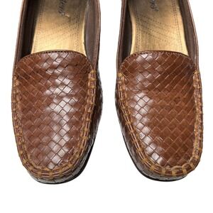 Vintage 80s 90s Trotters Women's 6M Brown Woven Leather Heels Made‎ in USA